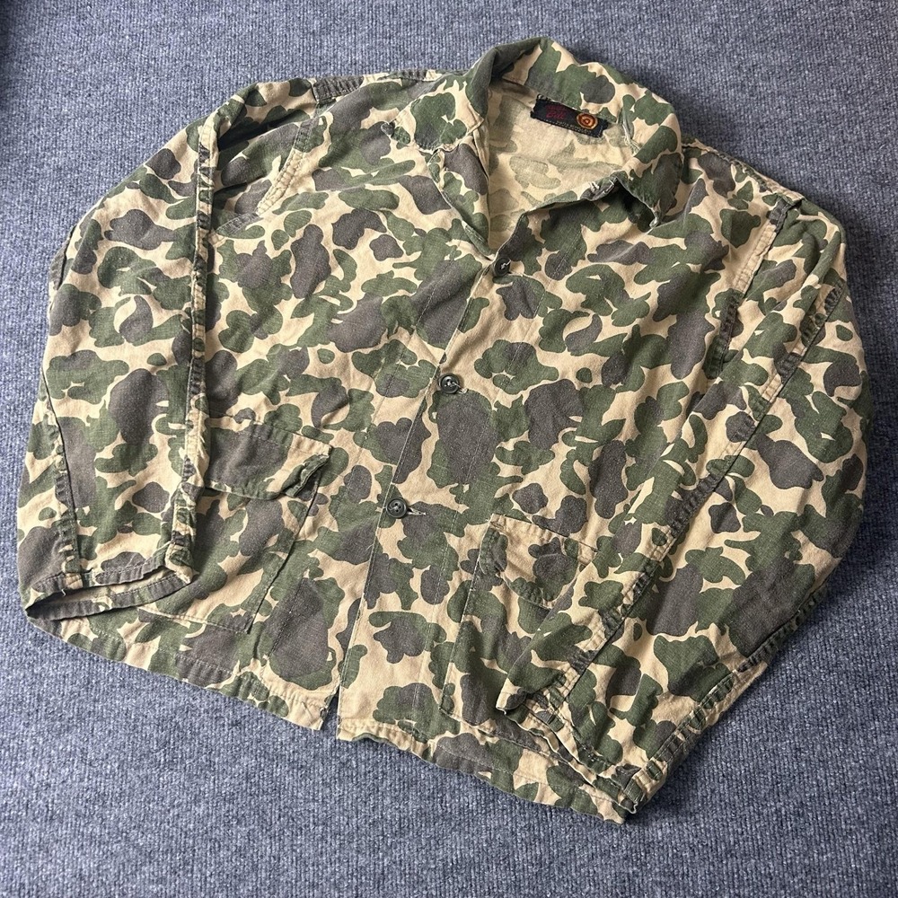 Vintage Bullseye Bill Jacket Mens Large Camo Canvas Hunting Water Repellent